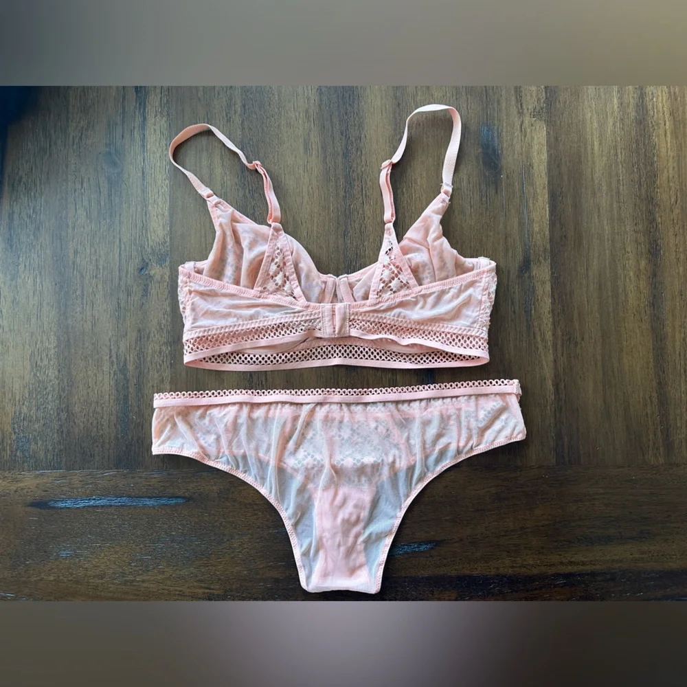 Adore Me Peach Lace Bralette and Panty Set in Peach-size Large - Picture 2 of 5